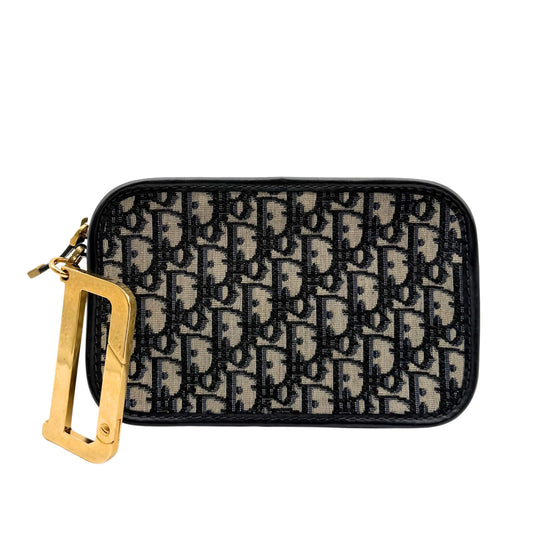 Christian Dior Navy Oblique Gold Handle Pouch