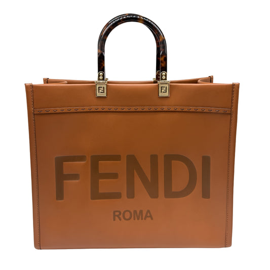 Fendi Brown Calfskin Sunshine Tote Medium