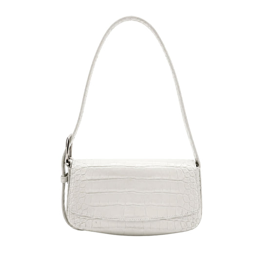Balenciaga Ghost White Crocodile Shoulder Bag