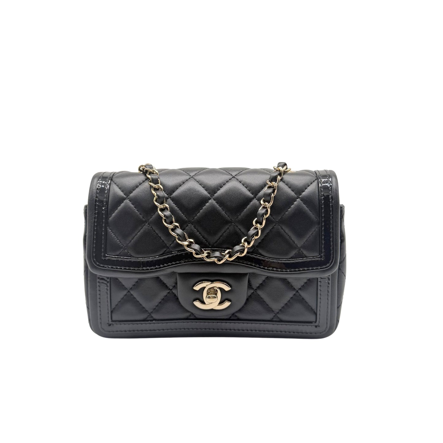 Chanel Black on Black Patent Trim Mini Crossbody Bag