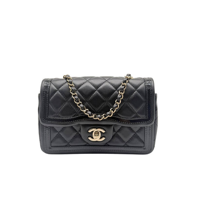 Chanel Black on Black Patent Trim Mini Crossbody Bag