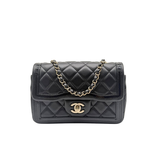 Chanel Black on Black Patent Trim Mini Crossbody Bag
