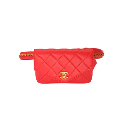 Chanel Coral Quilted Chain Waistbelt