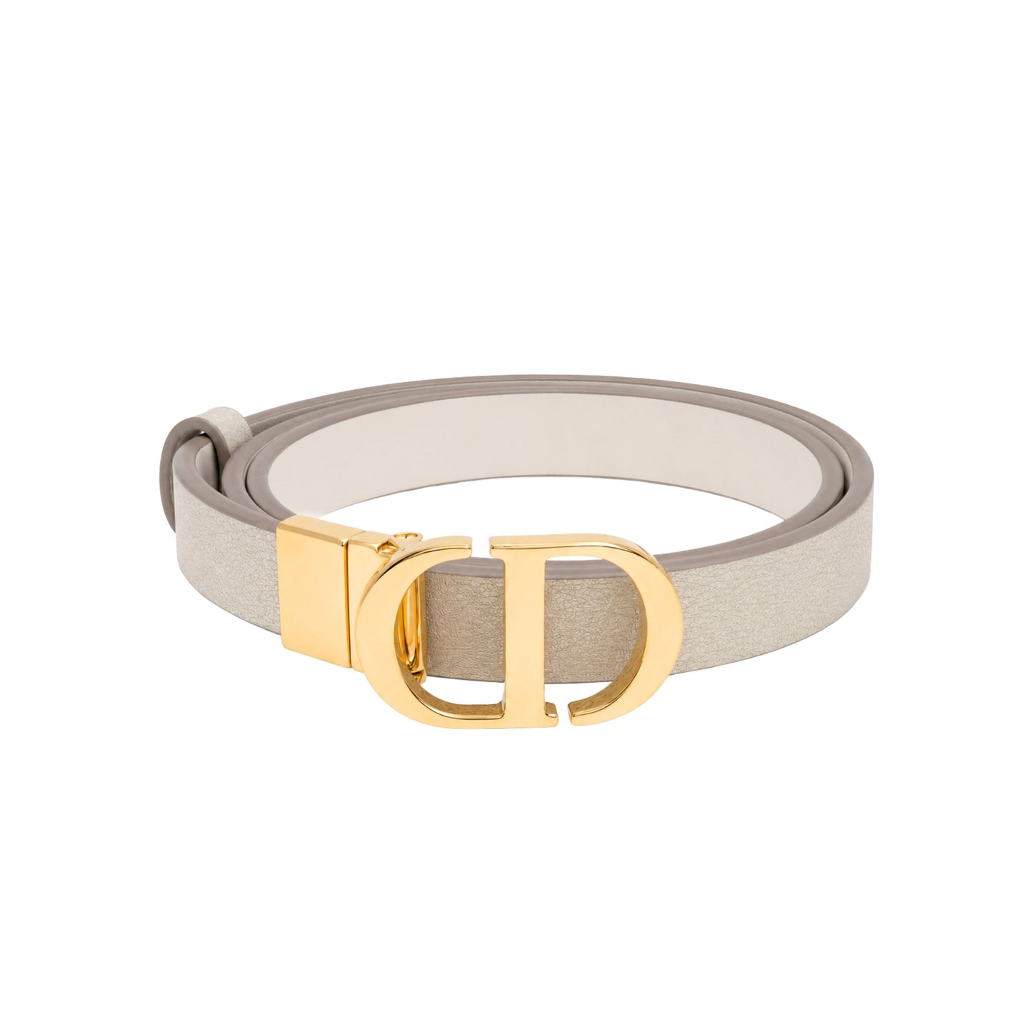 Dior Reversible White and Silver Gold CD Belt