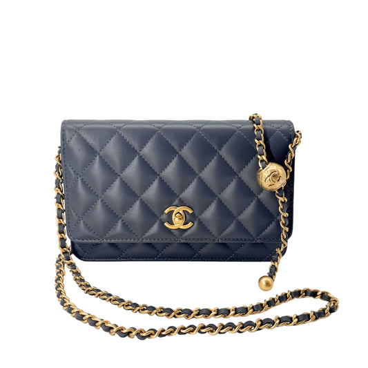 Chanel Grey Pearl Crush Lambskin with Gold Hardware