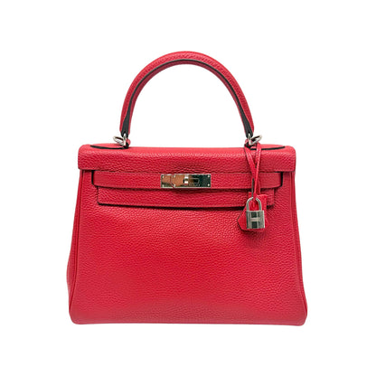 Hermes Kelly 28cm Rouge Casaque Togo Palladium Hardware