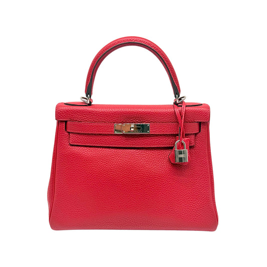 Hermes Kelly 28cm Rouge Casaque Togo Palladium Hardware