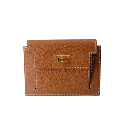 Hermes Kelly Pocket Wallet Gold Epsom Gold Hardware