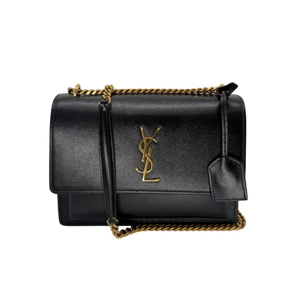 Saint Laurent Black Medium Signature Sunset Flap Bag