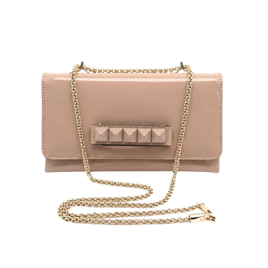 Valentino Va Va Voom Rockstud Patent Flap Clutch with Chain