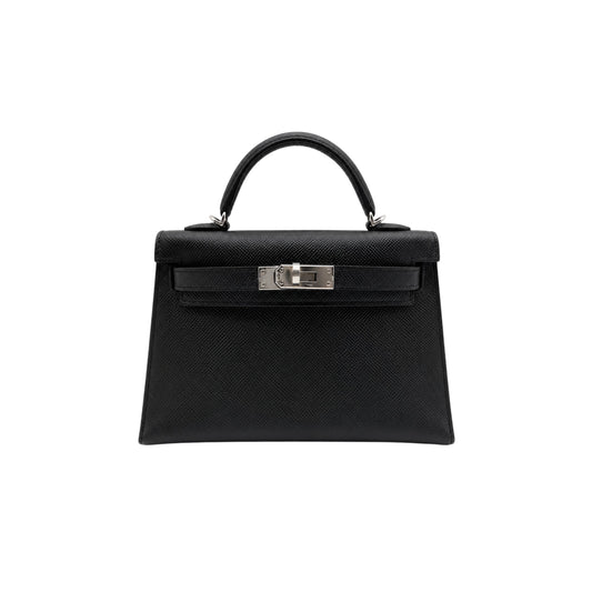 Hermes Black Mini Kelly in Epsom with Palladium Hardware