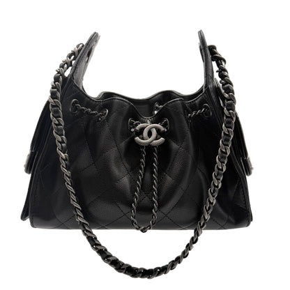 Chanel 25 Mini Black Caviar with Ruthenium Hardware