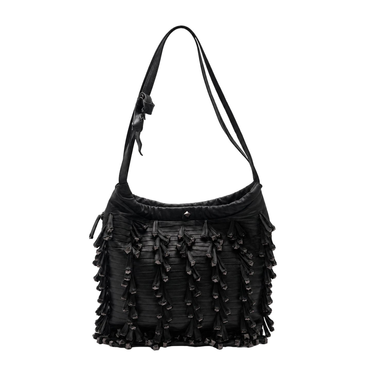 Valentino Rockstud Fringe Bucket Bag