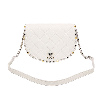 Chanel White Studded Quilted Flapbag