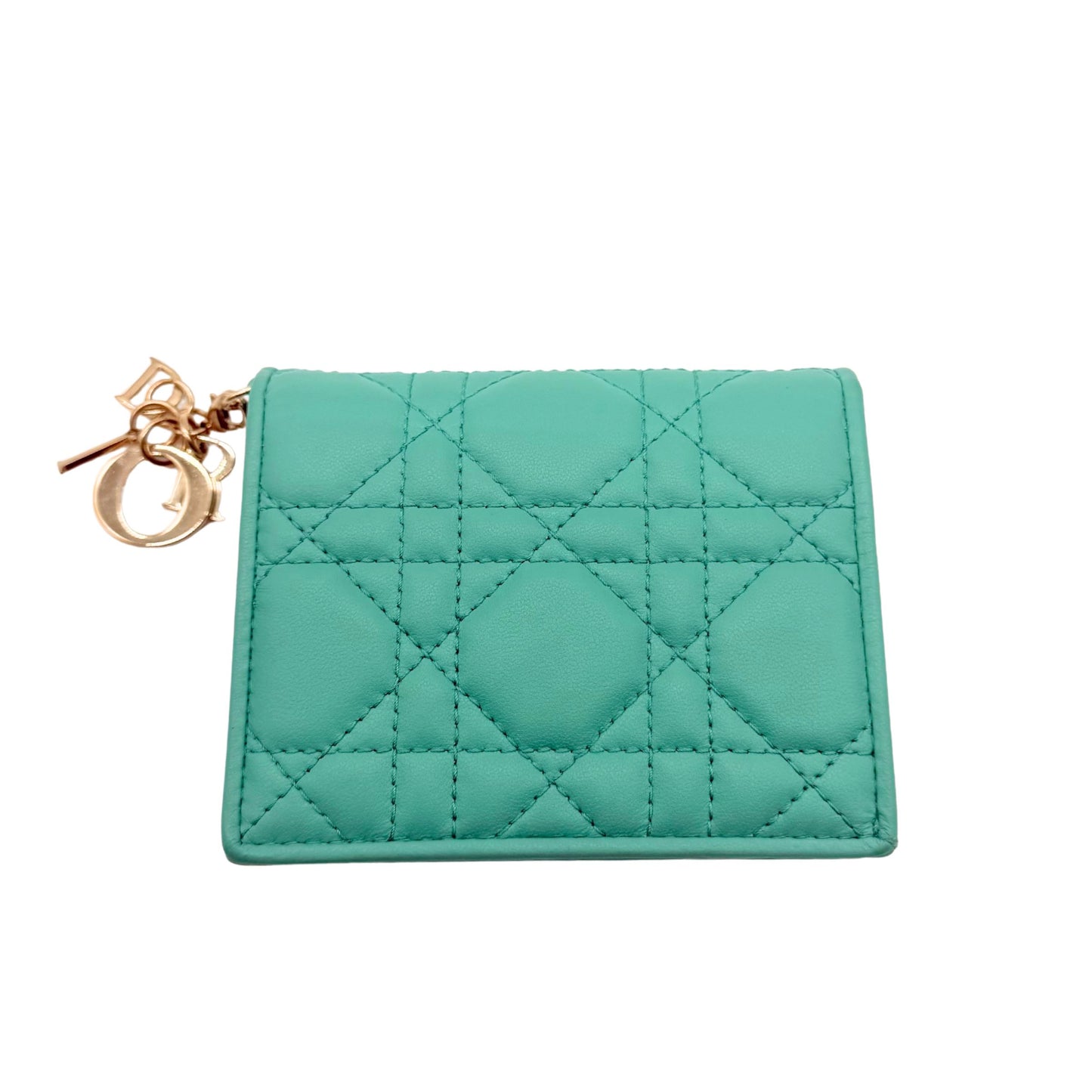 Dior Lady Dior Turquoise Lotus Compact Wallet