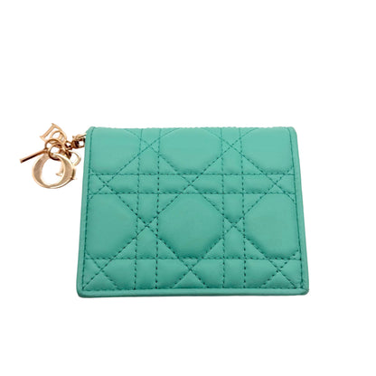 Dior Lady Dior Turquoise Lotus Compact Wallet