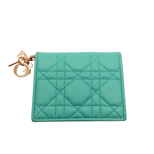 Dior Lady Dior Turquoise Lotus Compact Wallet