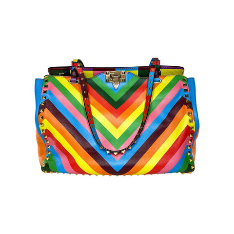 【関税＆送料込み】Valentino Garavani Tote Bag With Crossbo Valentino Multicolor Rockstud Chevron Tote Bag | Consign of