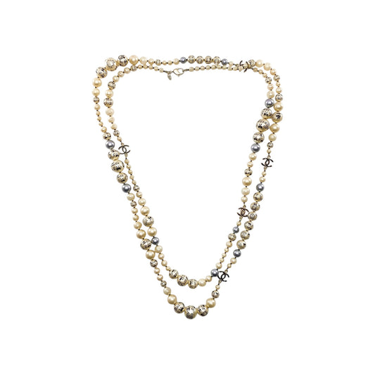 Chanel Pearl Printed CC Logo Necklace