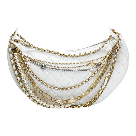 Chanel White All About Chains Hobo Bag