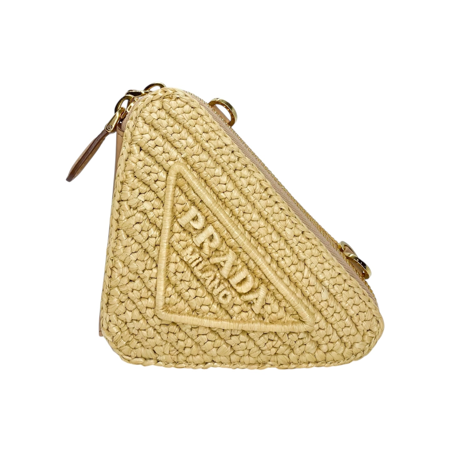 Prada Beige Raffia Micro Triangle Bag
