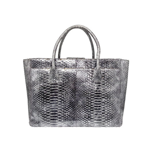 Chanel XL Silver Python Cerf Tote