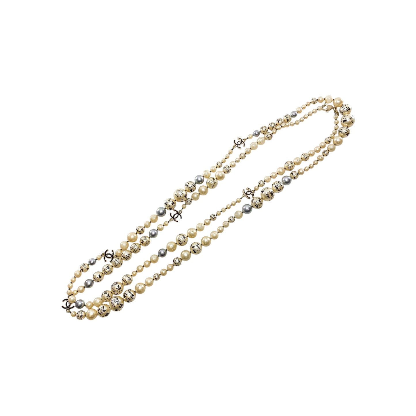 Chanel Pearl Printed CC Logo Necklace