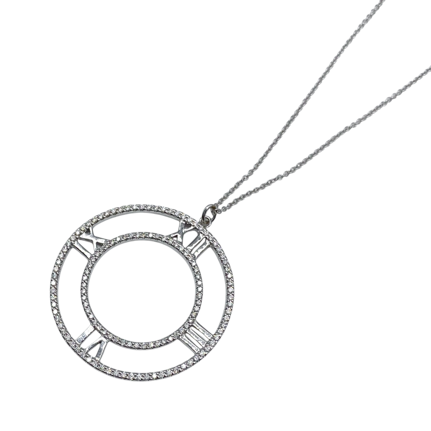 Tiffany & Co. 18k White Gold Diamonds Atlas Open Pendant