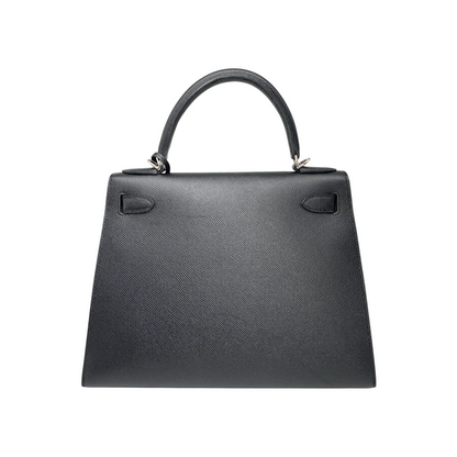 Hermes Kelly 28 Black Epsom Palladium Hardware