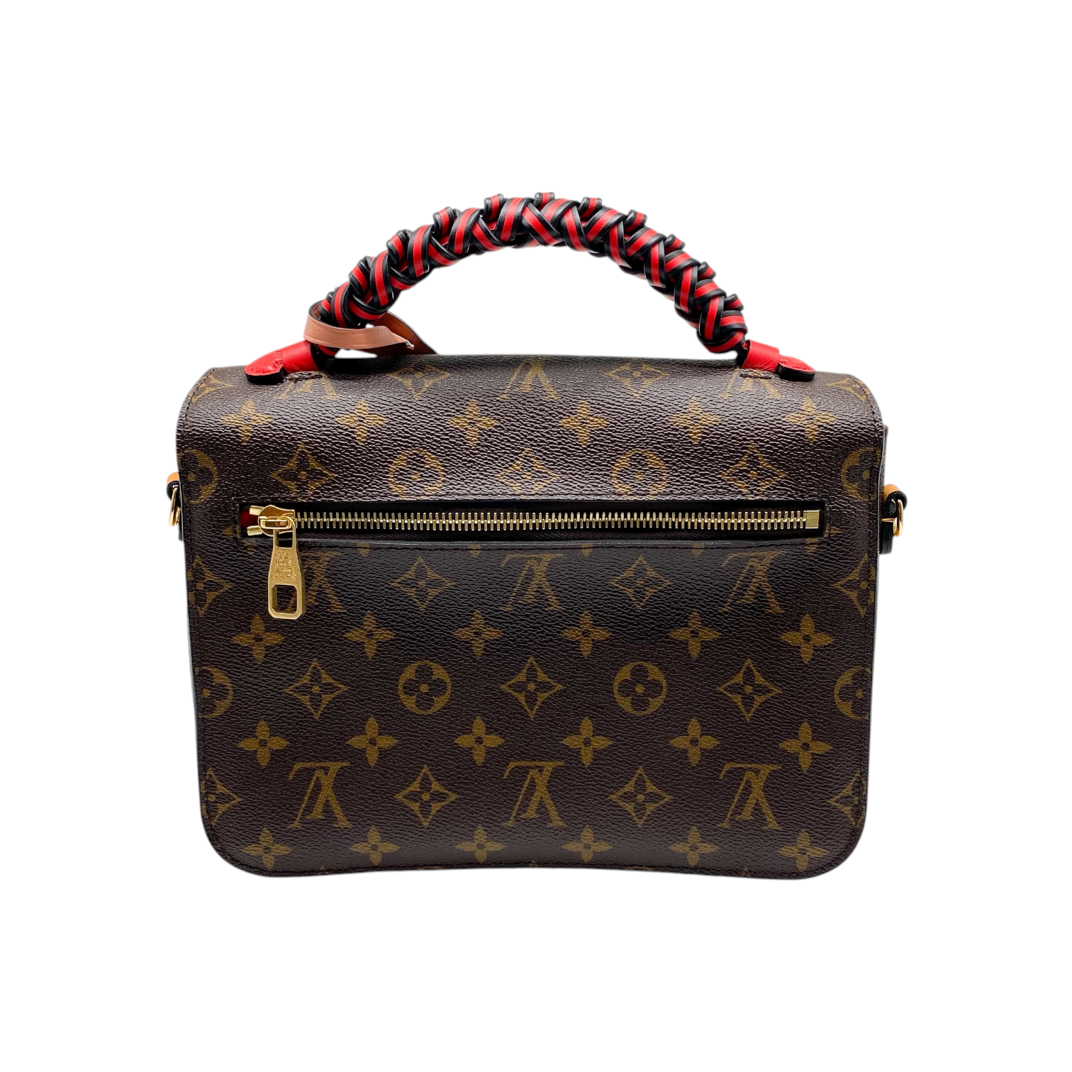 Louis Vuitton Brown Monogram Braided Pochette Metis Coquelicot