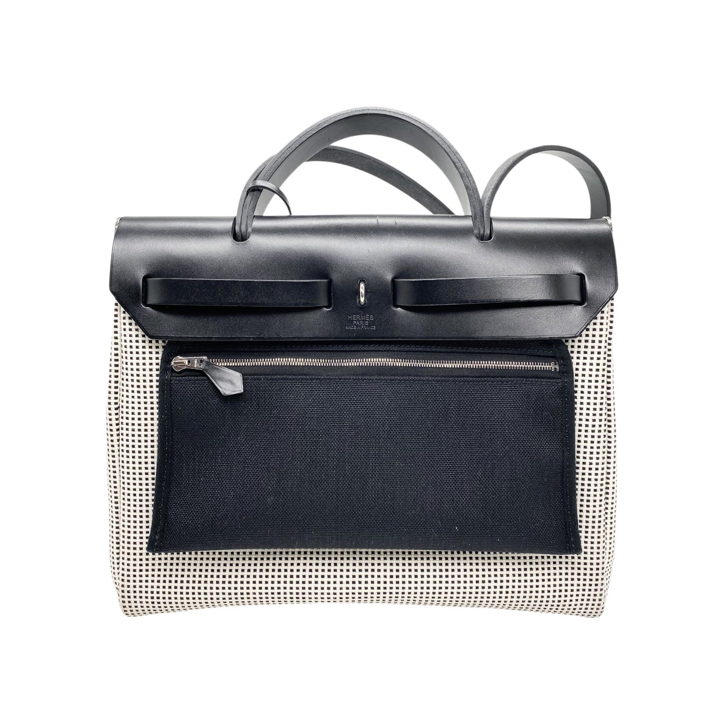 Hermes Black White Toile Quadrille Viking Herbag Zip PM 31