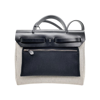 Hermes Black White Toile Quadrille Viking Herbag Zip PM 31