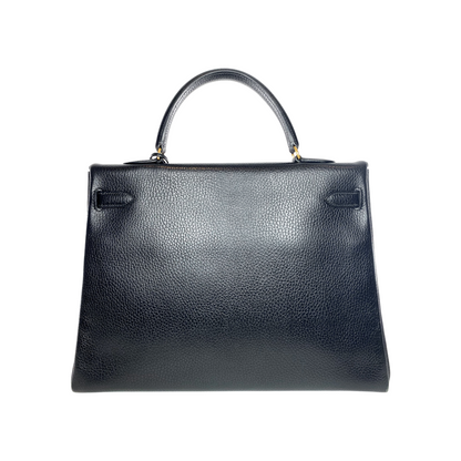 Hermes Kelly 35 Retourne Black Ardennes Gold Hardware