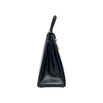 Hermes Kelly 35 Retourne Black Ardennes Gold Hardware