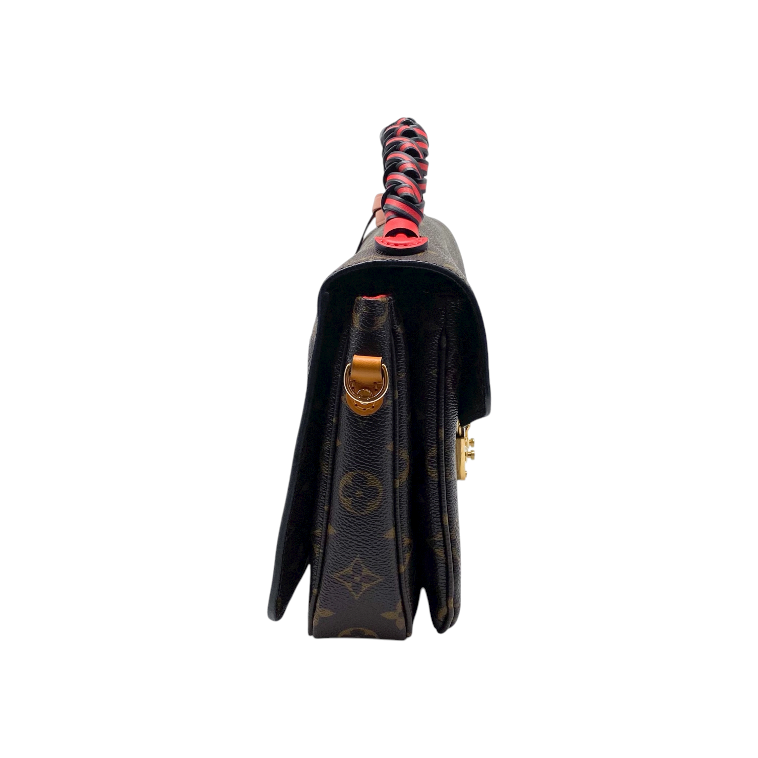 Louis Vuitton Brown Monogram Braided Pochette Metis Coquelicot