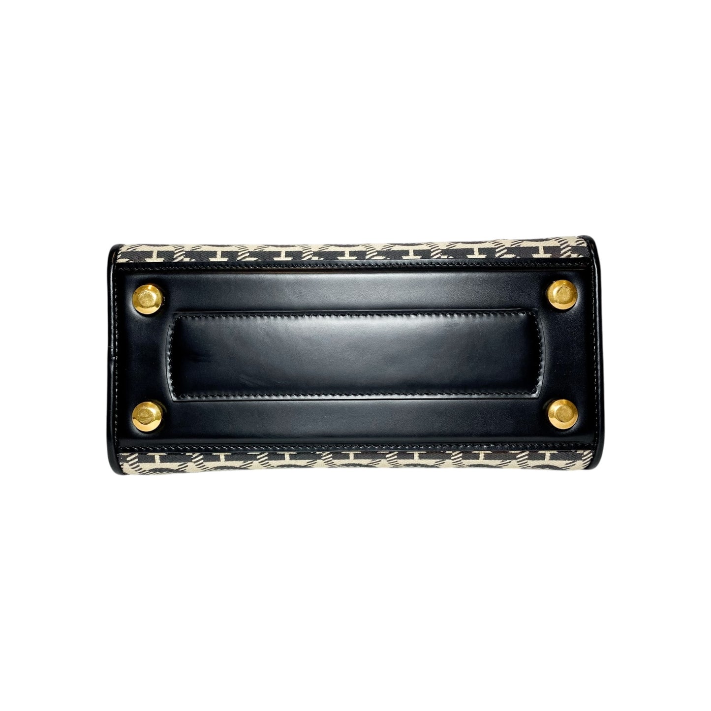 Salvatore Ferragamo Black Beige Canvas Gancini Small Boxyz