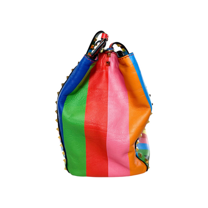 Valentino Multicolor Rockstud Chevron Tote Bag