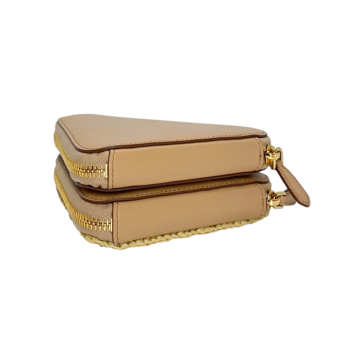 Prada Beige Raffia Micro Triangle Bag