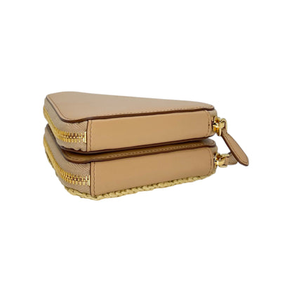 Prada Beige Raffia Micro Triangle Bag