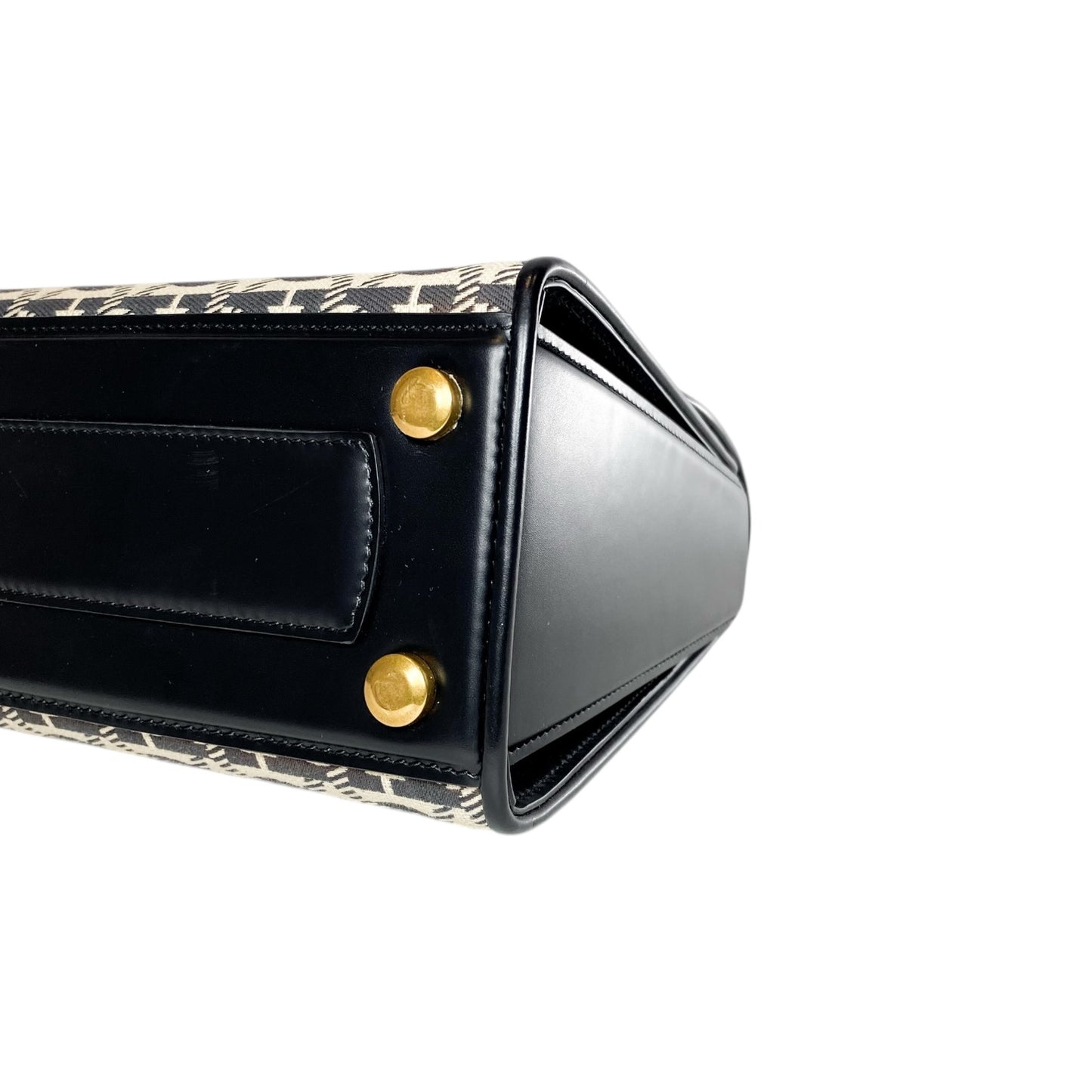 Salvatore Ferragamo Black Beige Canvas Gancini Small Boxyz