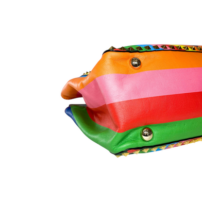 Valentino Multicolor Rockstud Chevron Tote Bag