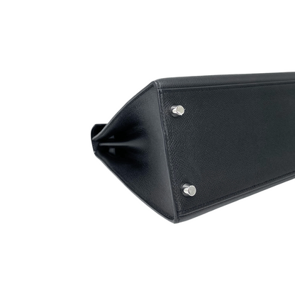 Hermes Kelly 28 Black Epsom Palladium Hardware