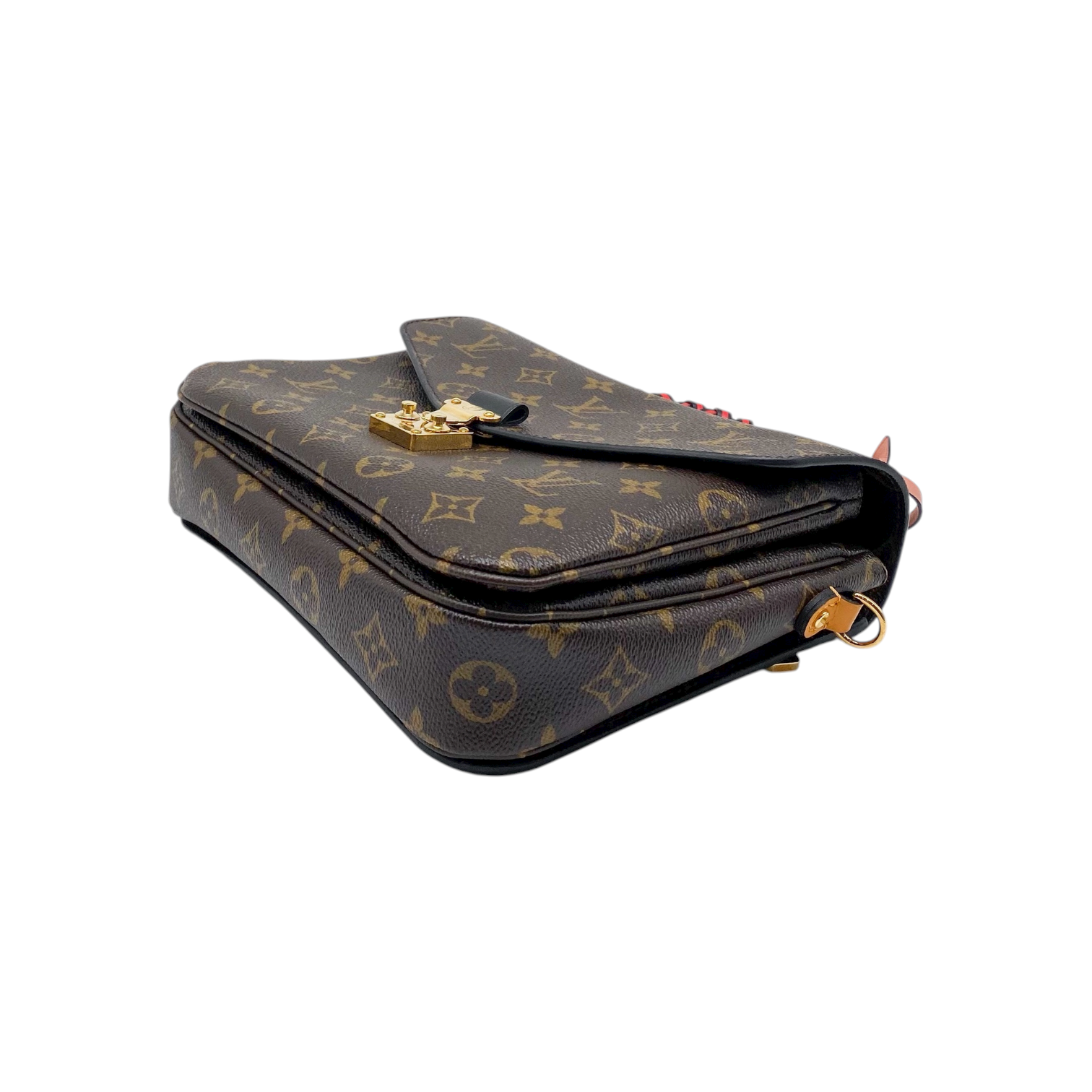 Louis Vuitton Brown Monogram Braided Pochette Metis Coquelicot
