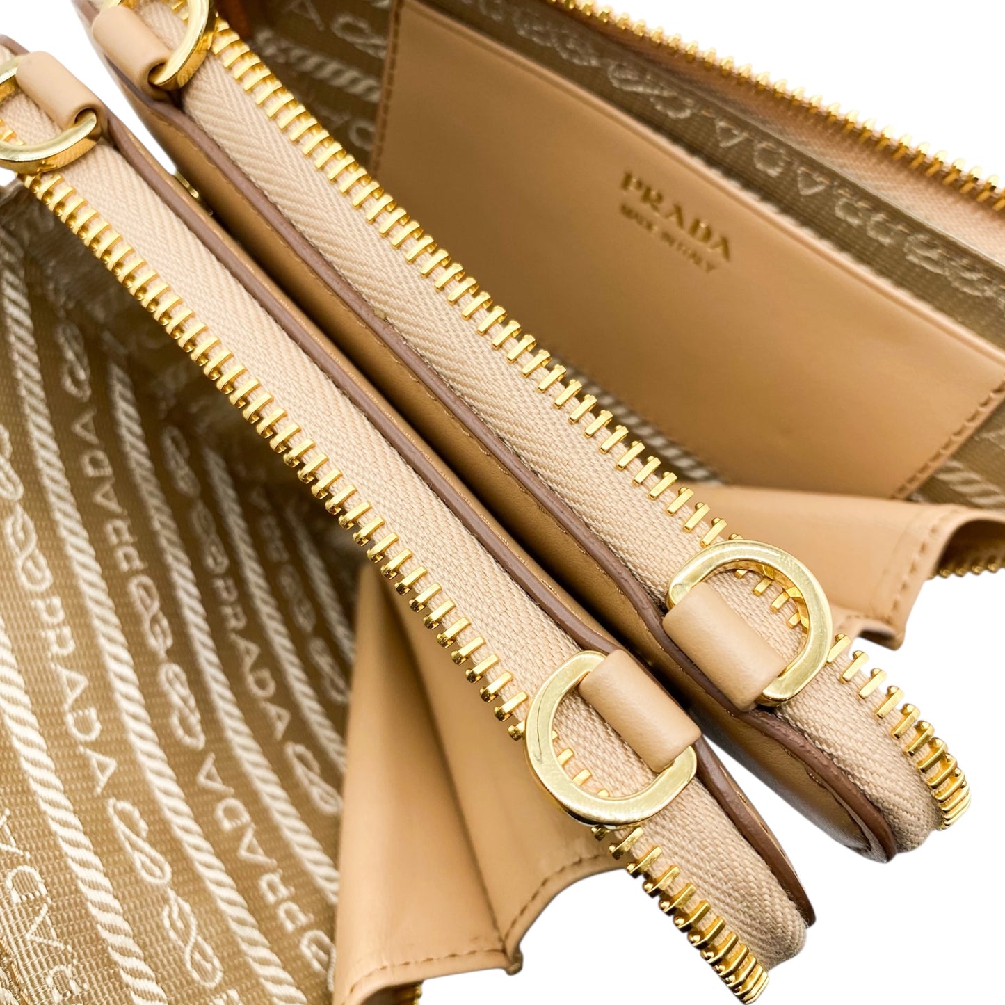 Prada Beige Raffia Micro Triangle Bag