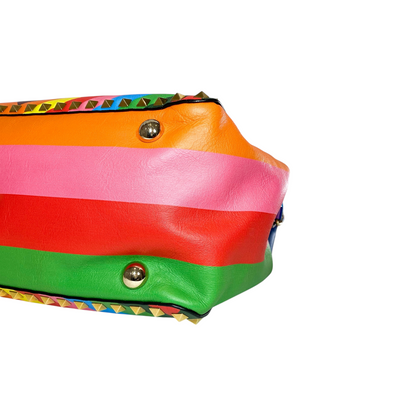 Valentino Multicolor Rockstud Chevron Tote Bag