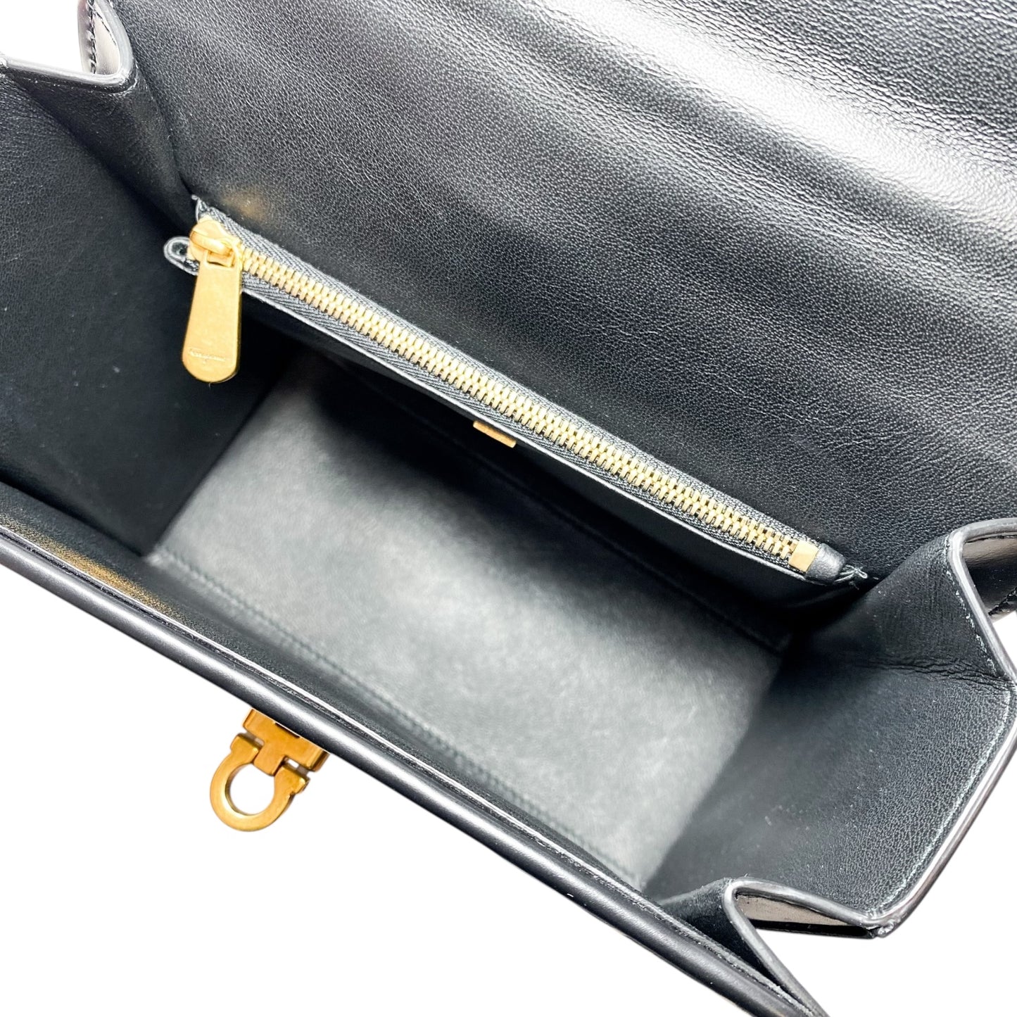 Salvatore Ferragamo Black Beige Canvas Gancini Small Boxyz