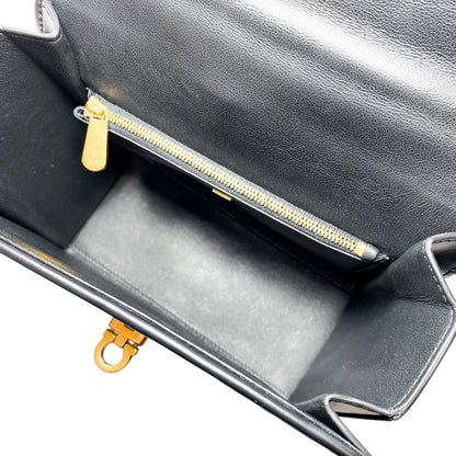 Salvatore Ferragamo Black Beige Canvas Gancini Small Boxyz