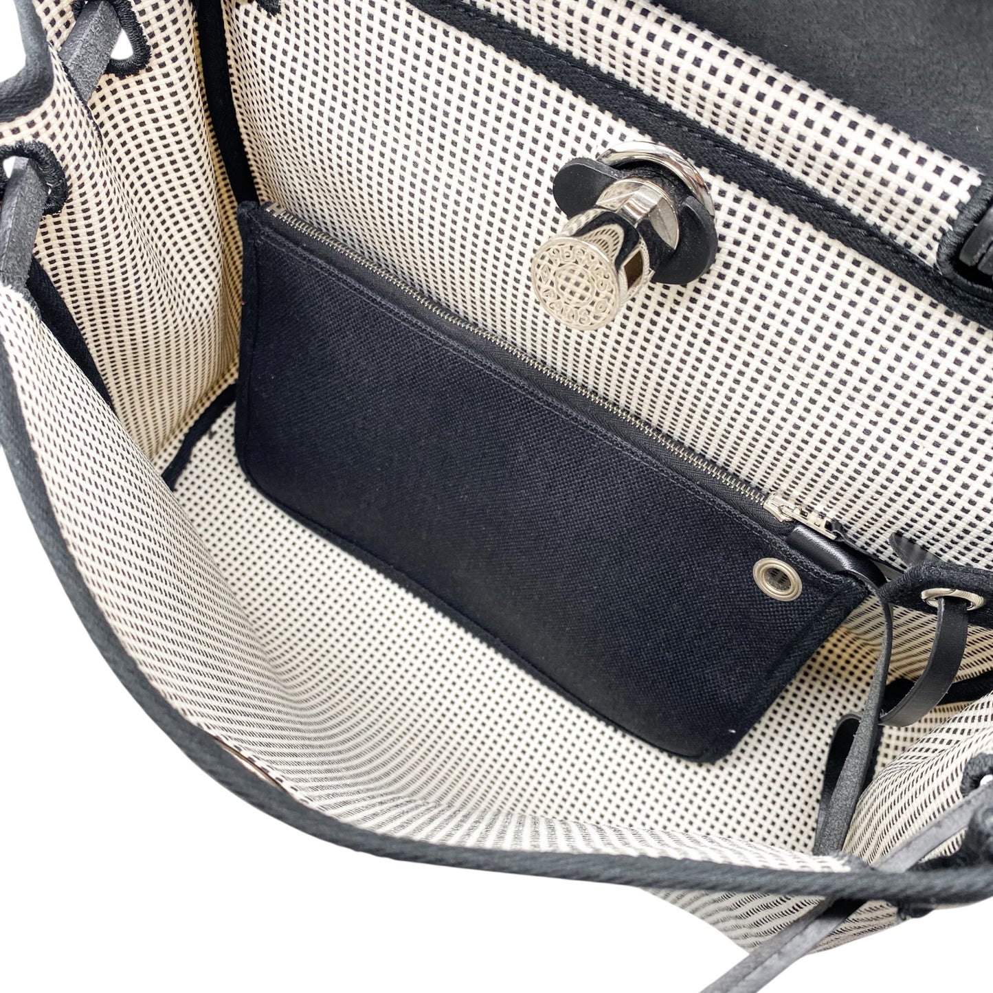 Hermes Black White Toile Quadrille Viking Herbag Zip PM 31