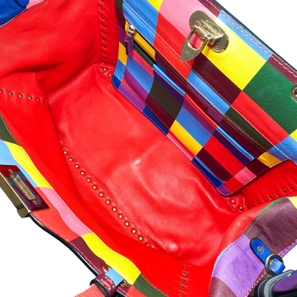 Valentino Multicolor Rockstud Chevron Tote Bag