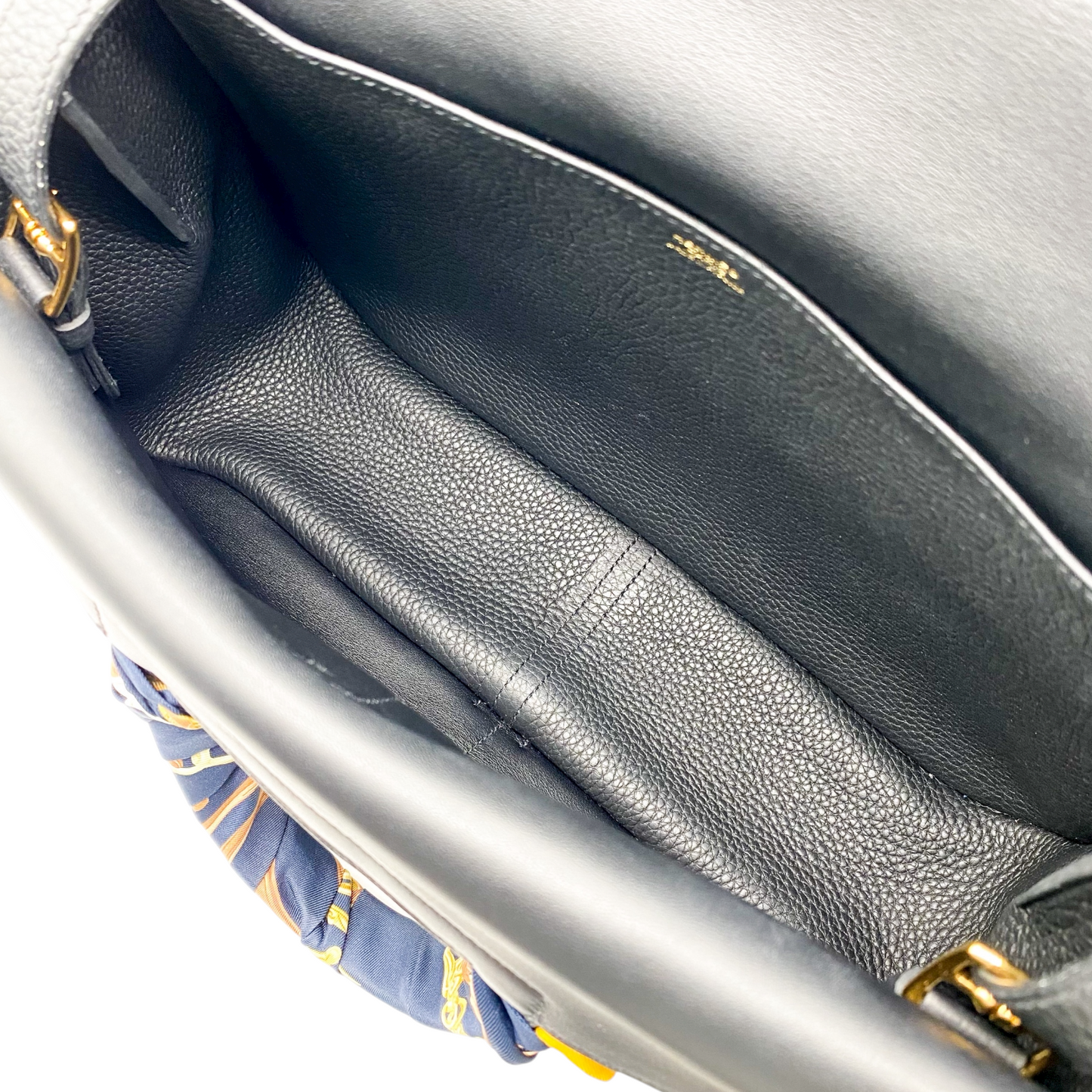 Hermes 31 Halzan Black Clemence Gold Hardware with Twilly